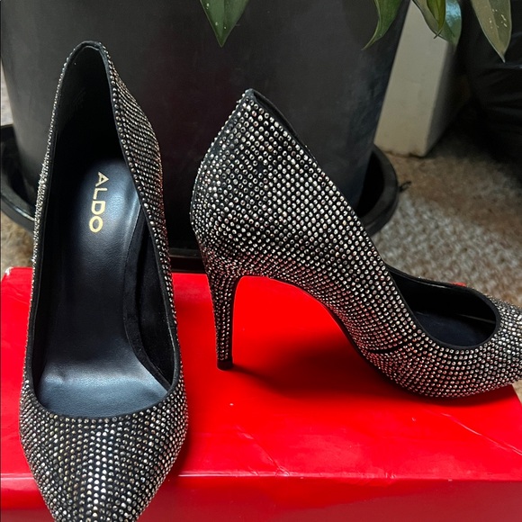 ALDO Rhinestone Black Heels - Picture 6 of 8